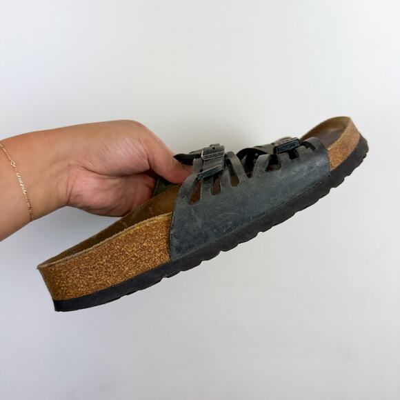 Birkenstock Granada  Leather Two Strap Sandals Gray - 38 (7-7.5 US) - Picture 4 of 8